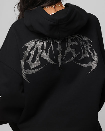 Loiter Metal Rhinestone Hoodie Black