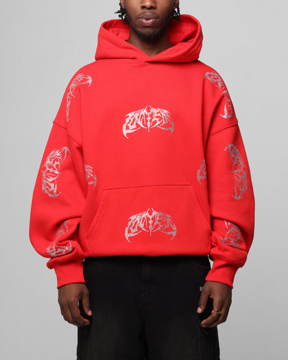 Loiter Metal Rhinestone Hoodie Red