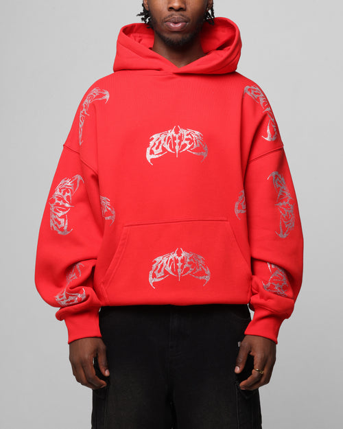 Loiter Metal Rhinestone Hoodie Red