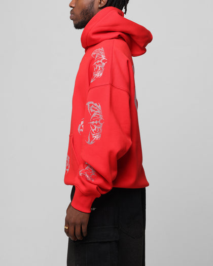 Loiter Metal Rhinestone Hoodie Red