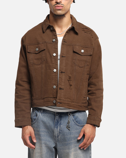 Saint Morta Trucker Denim Jacket Vintage Brown
