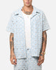 XXIII Lace Textured Denin Button Up Shirt Light Blue