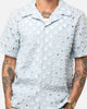 XXIII Lace Textured Denin Button Up Shirt Light Blue