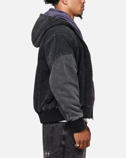 Saint Morta Hooded Workwear Jacket Black/Grey