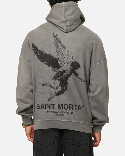 Saint Morta Nothing Is Forever Boxy Hoodie Washed Charcoal
