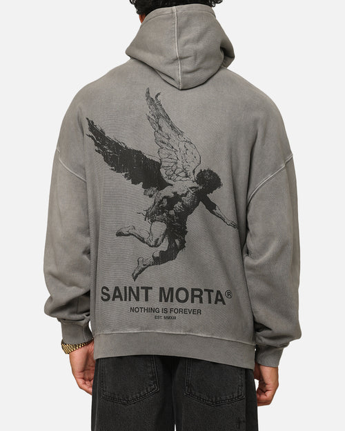 Saint Morta Nothing Is Forever Boxy Hoodie Washed Charcoal