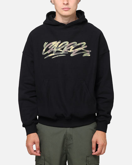 Carre Camo Script Hoodie Black