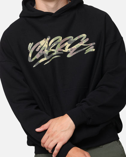 Carre Camo Script Hoodie Black