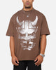 The Anti Order Oni Mask Mock Neck T-Shirt Brown