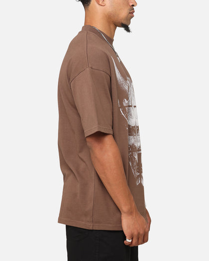 The Anti Order Oni Mask Mock Neck T-Shirt Brown