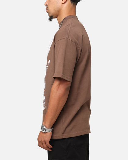 The Anti Order Oni Mask Mock Neck T-Shirt Brown