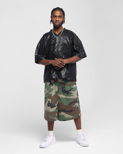 Loiter Vegan Leather Football Top Black