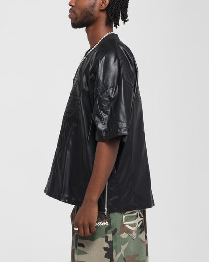 Loiter Vegan Leather Football Top Black