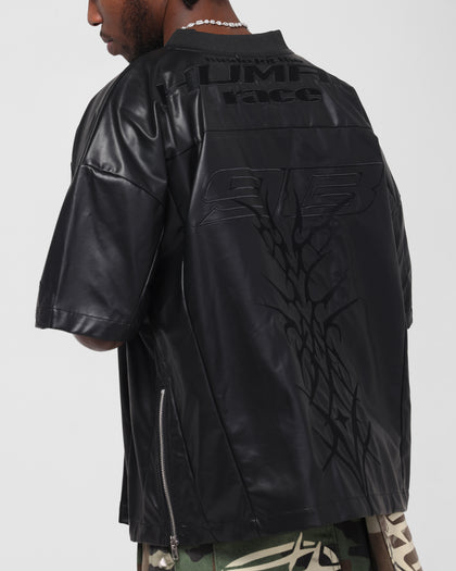 Loiter Vegan Leather Football Top Black