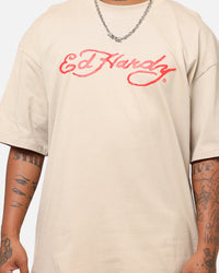 Ed Hardy Flourish Script T-Shirt Stone