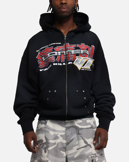 Loiter Fighter Zip Up Hoodie Washed Black