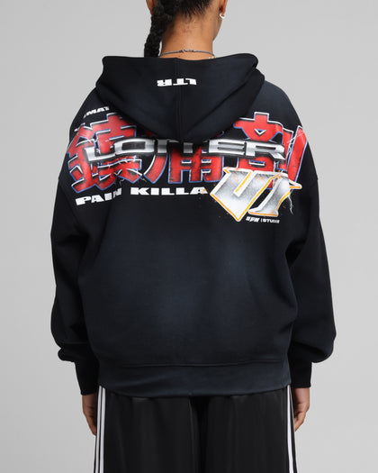 Loiter Fighter Zip Up Hoodie Washed Black