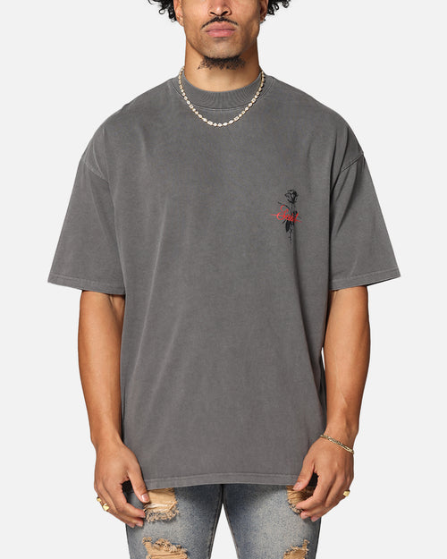 Saint Morta St Valentine Mock Neck T-Shirt Washed Charcoal