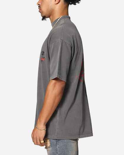 Saint Morta St Valentine Mock Neck T-Shirt Washed Charcoal