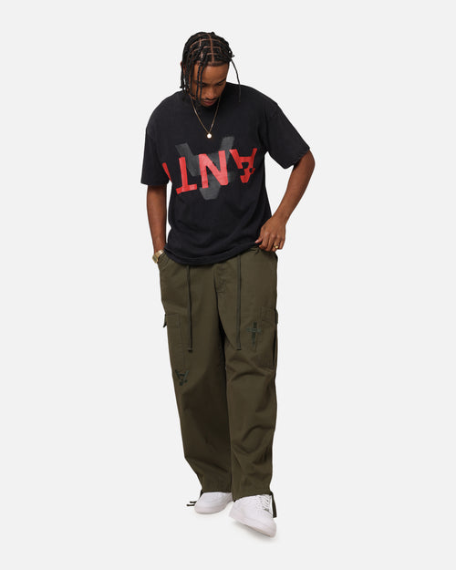 The Anti Order Echo Spray Drop Shoulder T-Shirt Black Acidwash