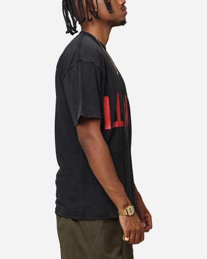 The Anti Order Echo Spray Drop Shoulder T-Shirt Black Acidwash