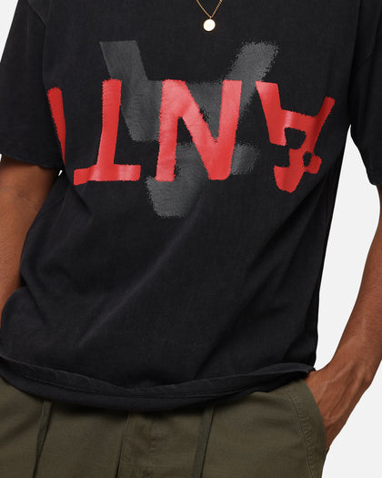 The Anti Order Echo Spray Drop Shoulder T-Shirt Black Acidwash