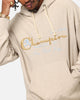 Champion Vintage Logo Sweatshirt Hoodie Oatmeal Heather