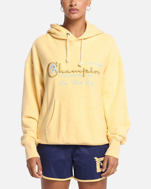 Champion Vintage Logo Sweatshirt Hoodie Yellow