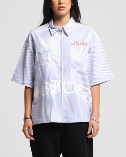 Loiter Chopper Work Shirt Blue/White