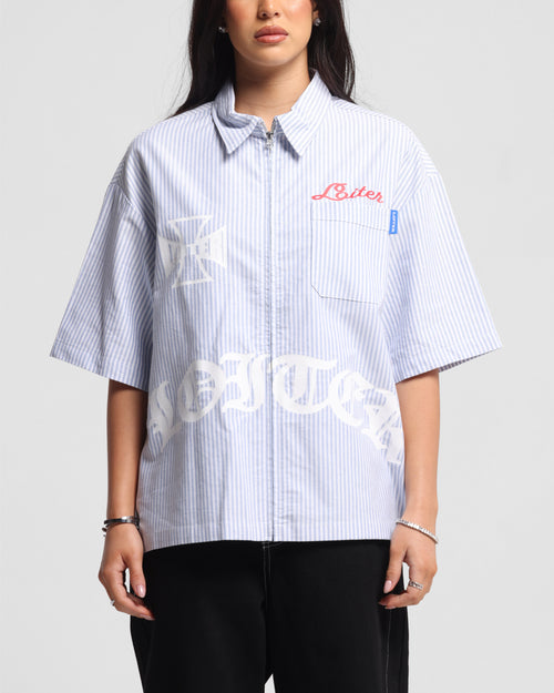 Loiter Chopper Work Shirt Blue/White