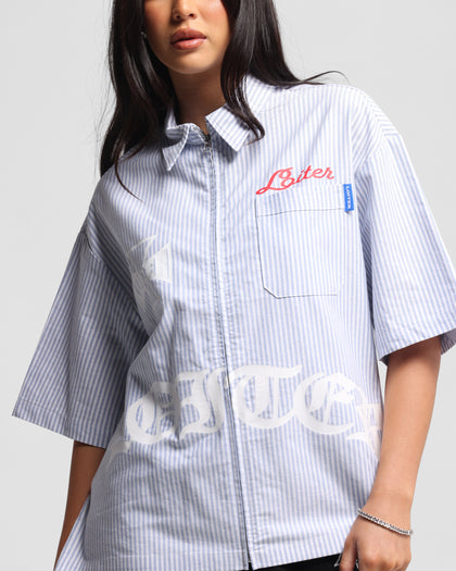 Loiter Chopper Work Shirt Blue/White