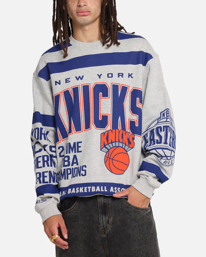 Mitchell & Ness New York Knicks Letterform Crewneck Grey Marle/Official Team Color