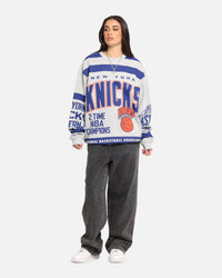 Mitchell & Ness New York Knicks Letterform Crewneck Grey Marle/Official Team Color