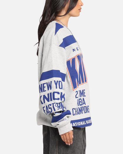 Mitchell & Ness New York Knicks Letterform Crewneck Grey Marle/Official Team Color
