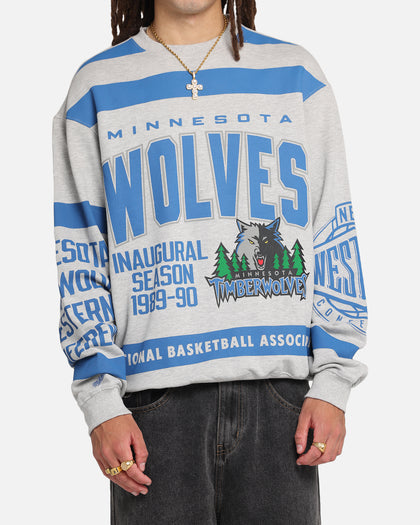 Mitchell & Ness Minnesota Timberwolves Letterform Crewneck Grey Marle/Official Team Color