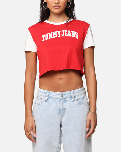 Tommy Jeans Women's Regular Crop Varsity T-Shirt Red Hot