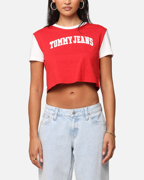 Tommy Jeans Women's Regular Crop Varsity T-Shirt Red Hot