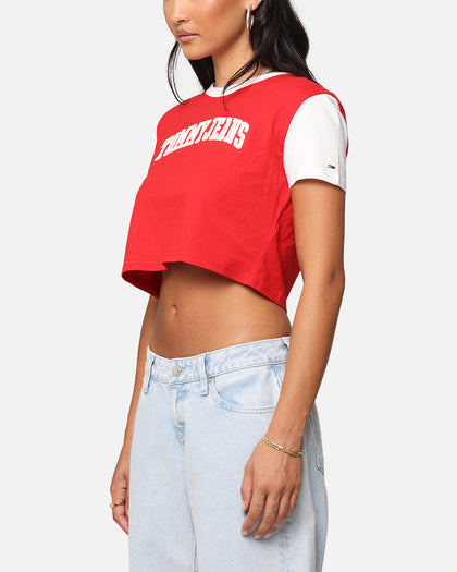 Tommy Jeans Women's Regular Crop Varsity T-Shirt Red Hot