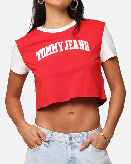 Tommy Jeans Women's Regular Crop Varsity T-Shirt Red Hot