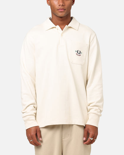 Fred Perry Embroidered Champion Collared Sweatshirt Ecru