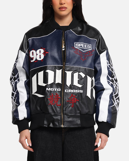 Loiter Tokyo Drift Vegan Leather Jacket Navy