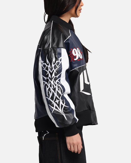 Loiter Tokyo Drift Vegan Leather Jacket Navy