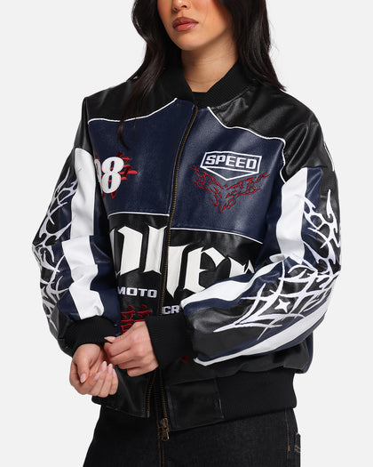 Loiter Tokyo Drift Vegan Leather Jacket Navy