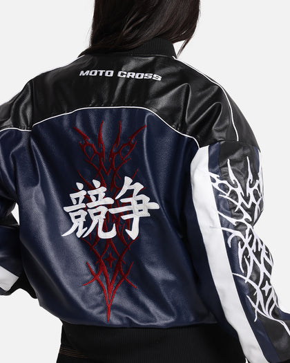 Loiter Tokyo Drift Vegan Leather Jacket Navy