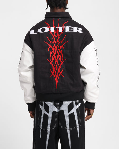 Loiter Cyber Varsity Jacket Black/White