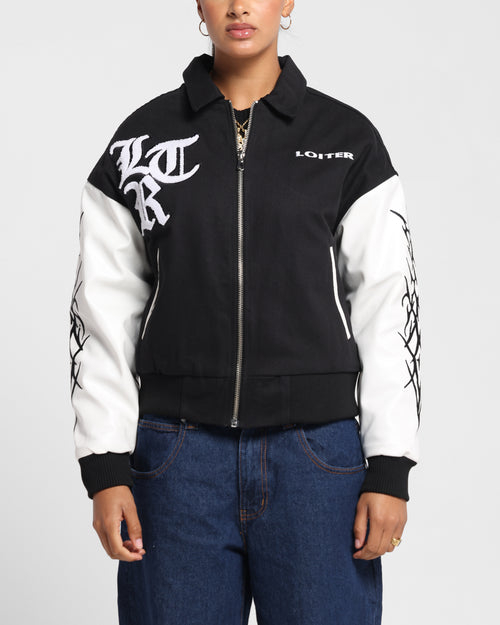 Loiter Cyber Varsity Jacket Black/White