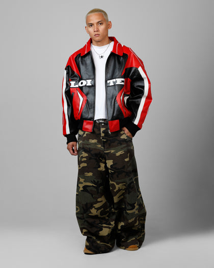 Loiter Racer Vegan Leather Jacket Red/Black