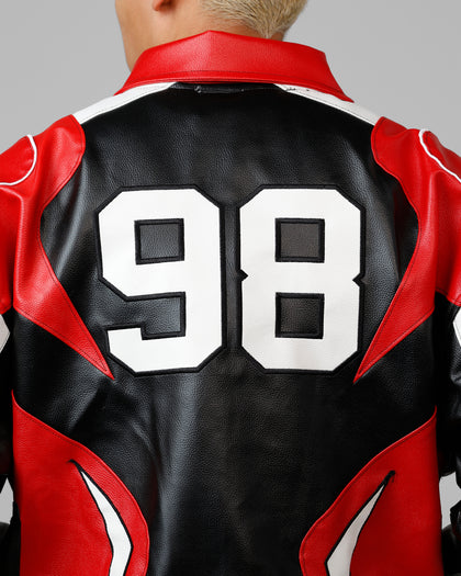 Loiter Racer Vegan Leather Jacket Red/Black