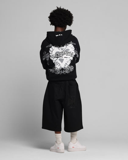 Loiter Hearts Zip Hoodie Black