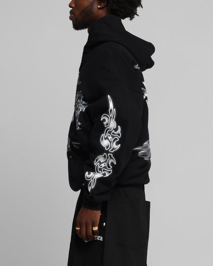 Loiter Hearts Zip Hoodie Black